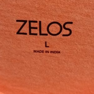 NWT ZELOS orange cut-out shoulders long sleeve FIND YOUR PEACE blouse Size Large